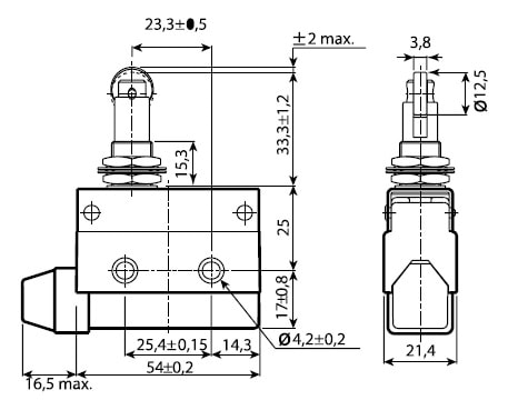Концевой выключатель АZ-7311 роликовый толкатель продольный 10А 1НО+1НЗ IP65 ЭНЕРГИЯ