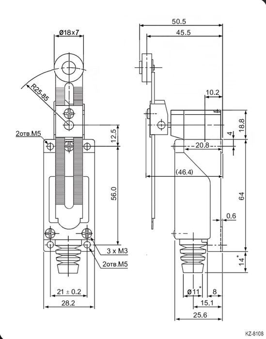 Выключатель концевой (конечный) KZ-8108 (TZ-8108) AL+ZINC, купить